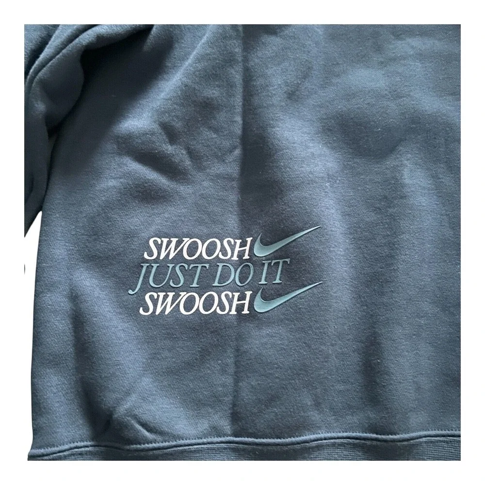 Nike Sportswear Club Pullover Sweatshirt Womens‎ M Blue Fleece Lined Crew Neck